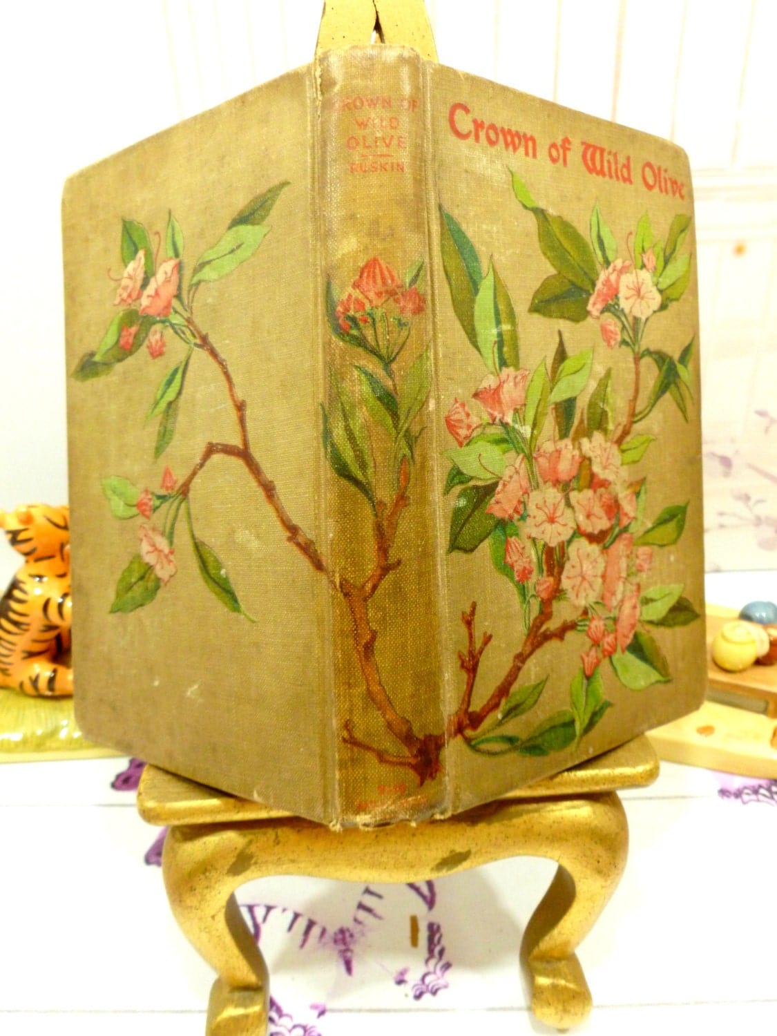 Beautifully Bound Antique Hardback Book Crown of Wild Olives John Ruskin First Edition Collectable