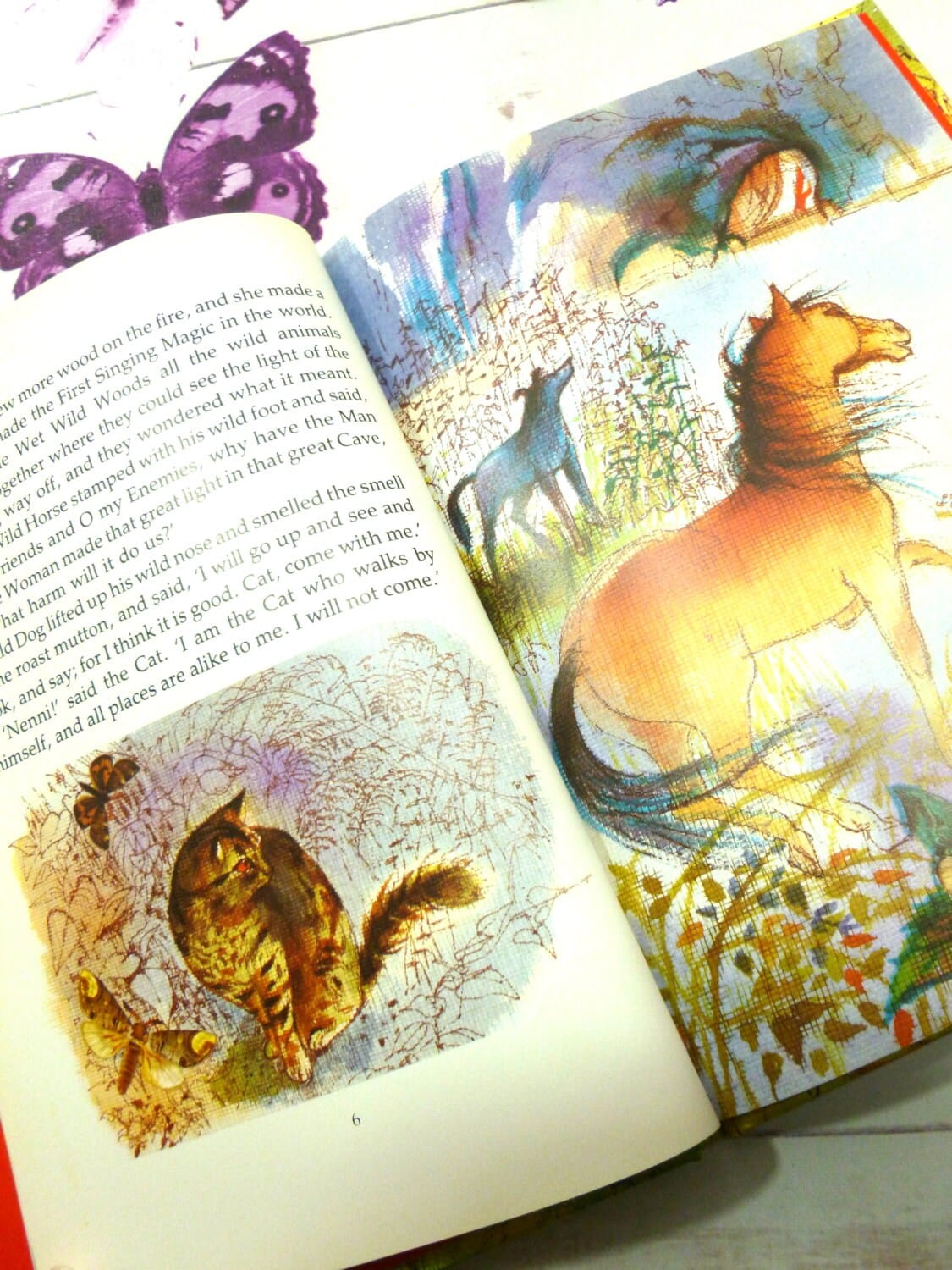 The Cat that Walked by Himself Rudyard Kipling Beautifully Illustrated Vintage Childrens Book 1st Edition Thus 1980s