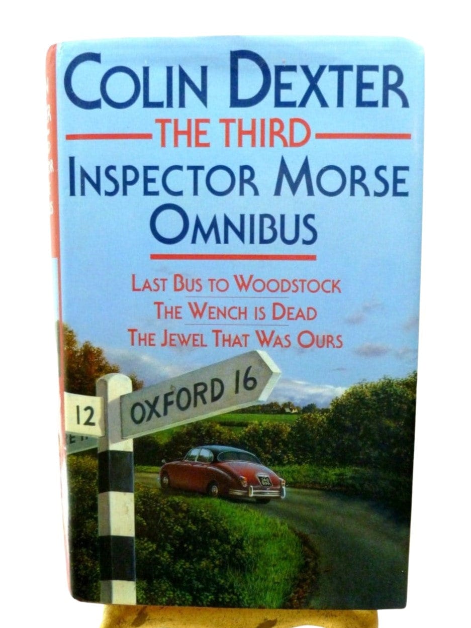 Colin Dexter First Edition Third Inspector Morse Omnibus Book cover with Jaguar and sign to Oxford.