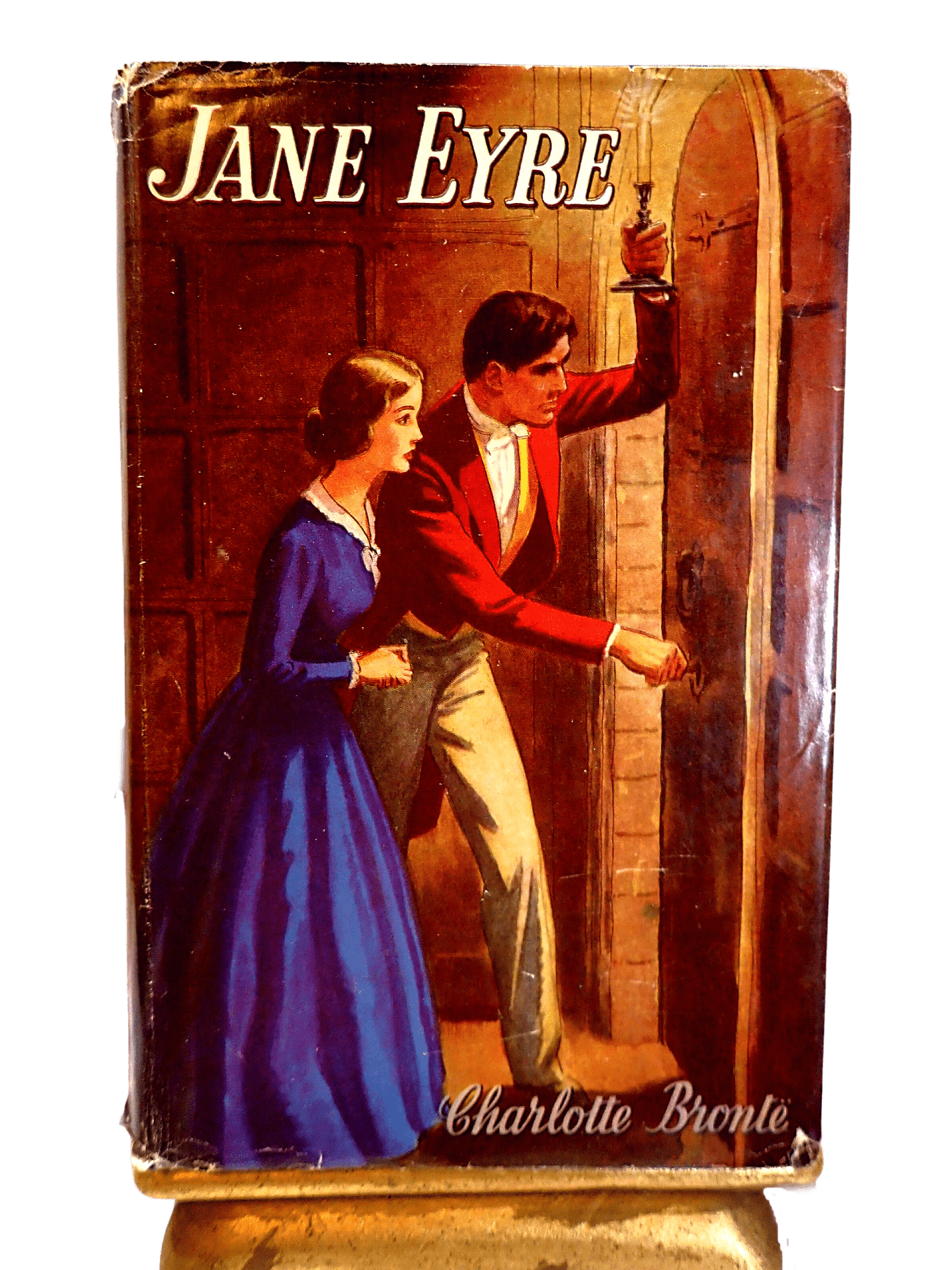 Front cover of Jane Eyre Charlotte Bronte Regent Classics Vintage Hardback Book showing Jane with Mr Rochester