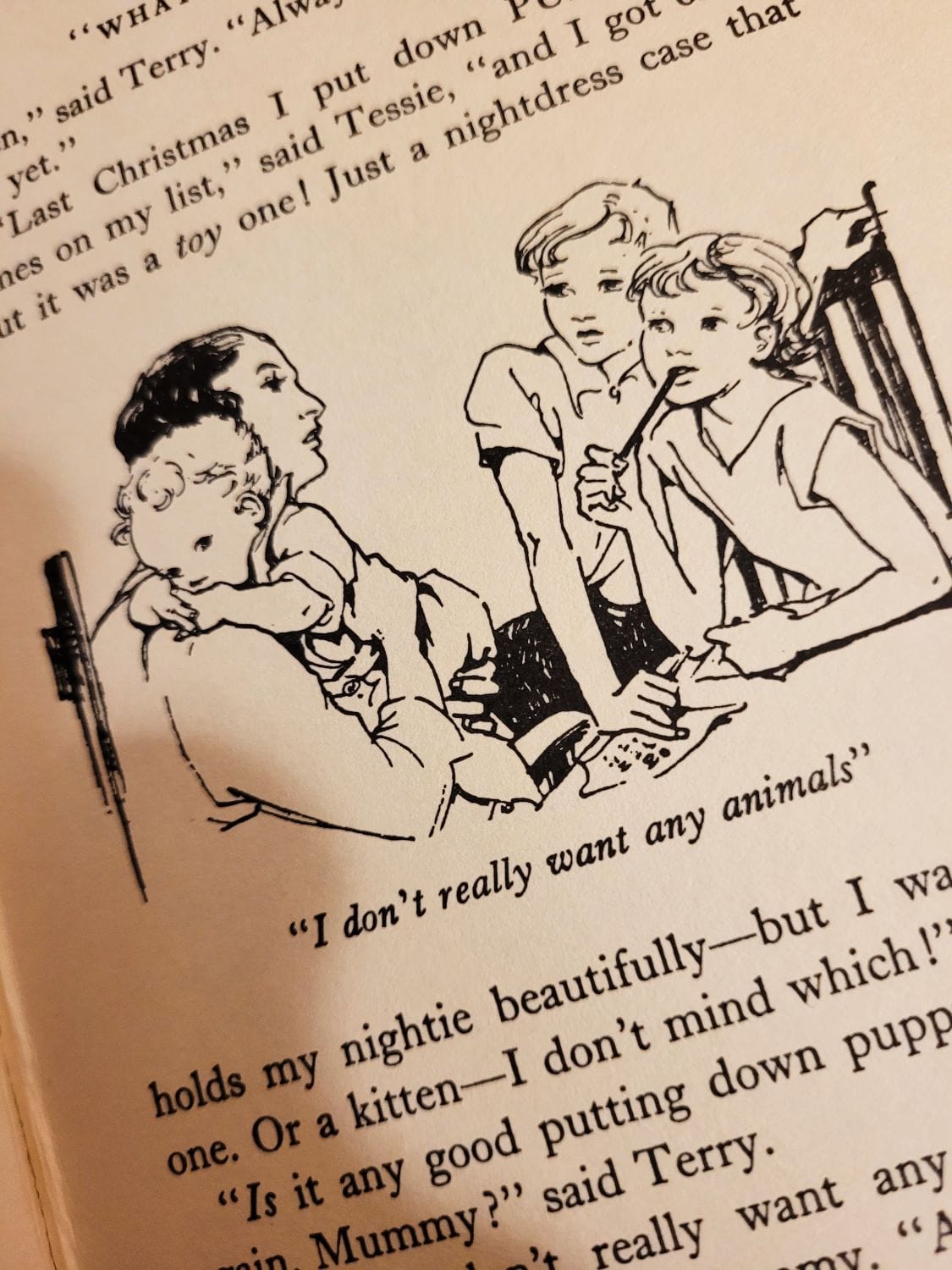 Illustration by Grace Lodge in Vintage Enid Blyton Book The Birthday Kitten