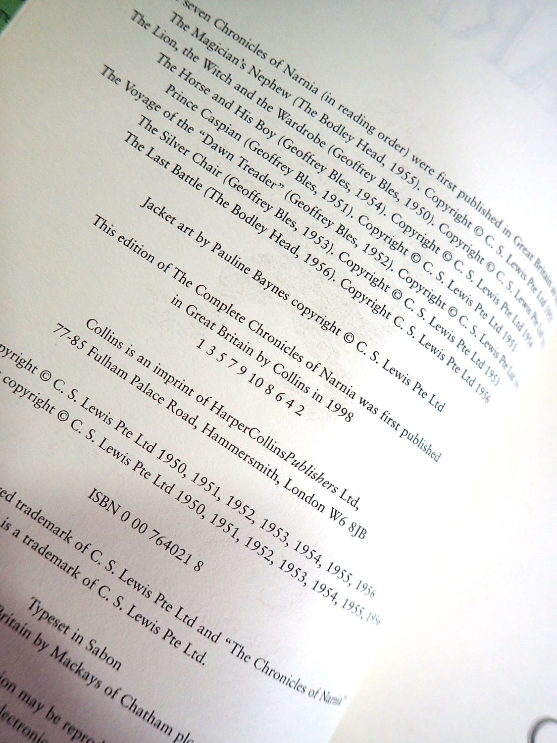 First printing of the Omnibus Edition of The Chronicles of Narnia by C. S. Lewis