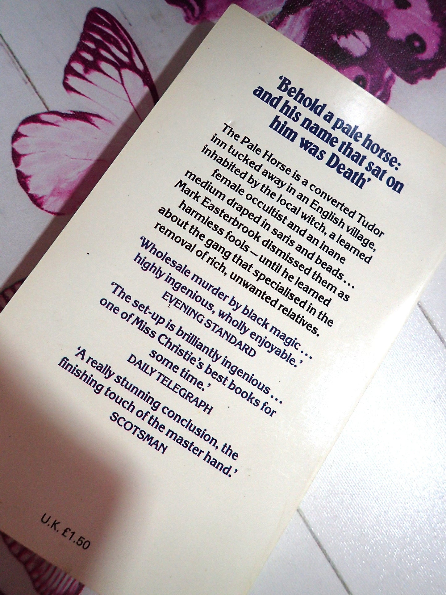 The Pale Horse Agatha Christie vintage Paperback Blurb on the back cover.