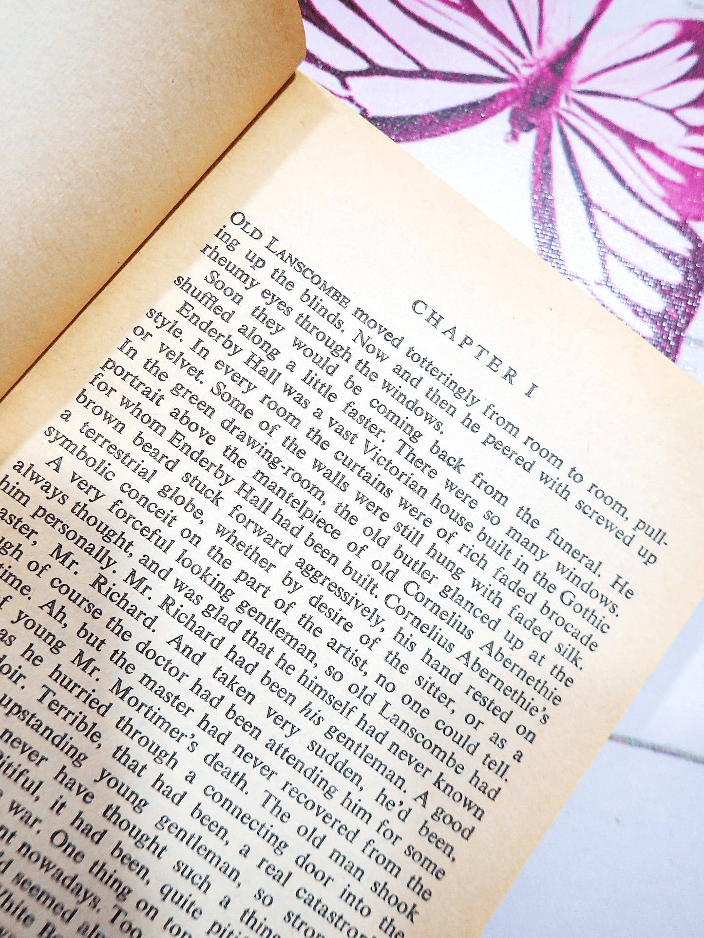 Pages of After the Funeral by Agatha Christie Vintage Paperback Book Crime Classic 1970's, showing text 'Chapter 1. Old Lanscombe moved totteringly...'