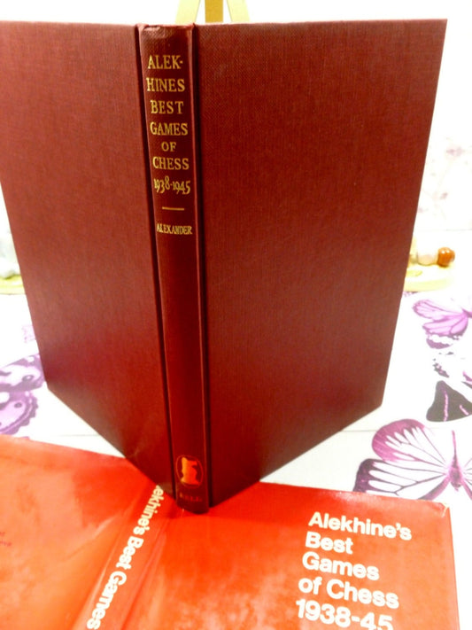 Alekhines Best Games of Chess 1938-45 Hardback vintage book with red cloth cover and golt titles to the spine. 
