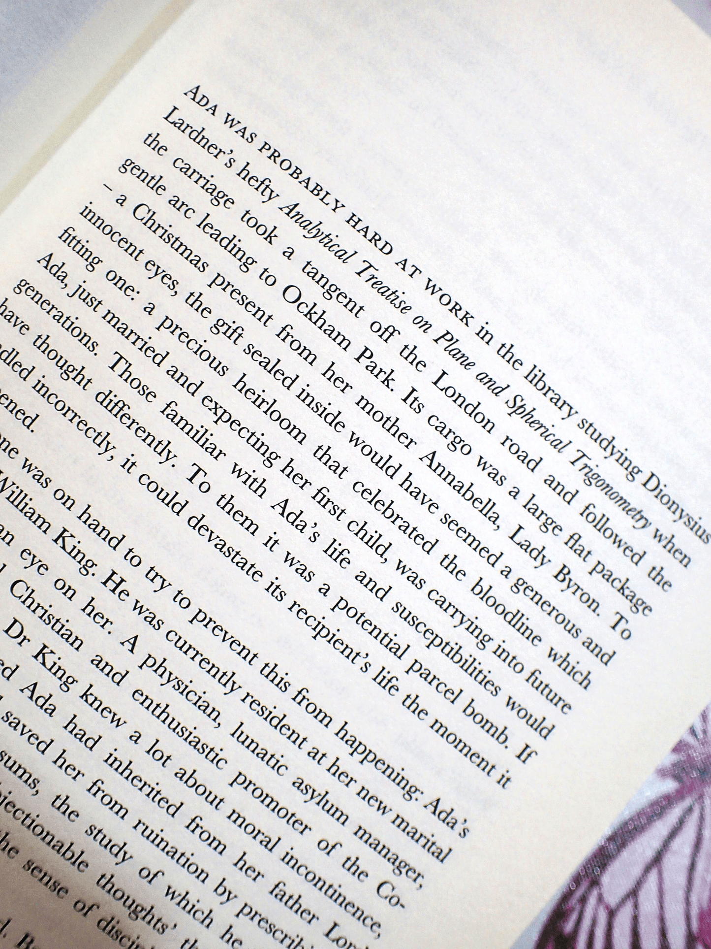 Page of The Bride of Science Benjamin Woolley Ada Lovelace Byron Biography Vintage Book 1999 showing text: Ada was probably hard at work...