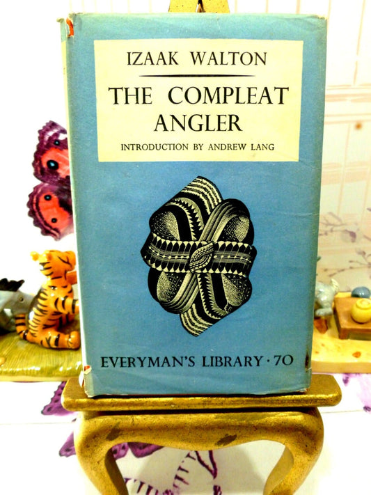 Front cover in blue of The Compleat Angler by Izaak Walton Wartime Ed. 1944 vintage Fishing book Andrew Lang.