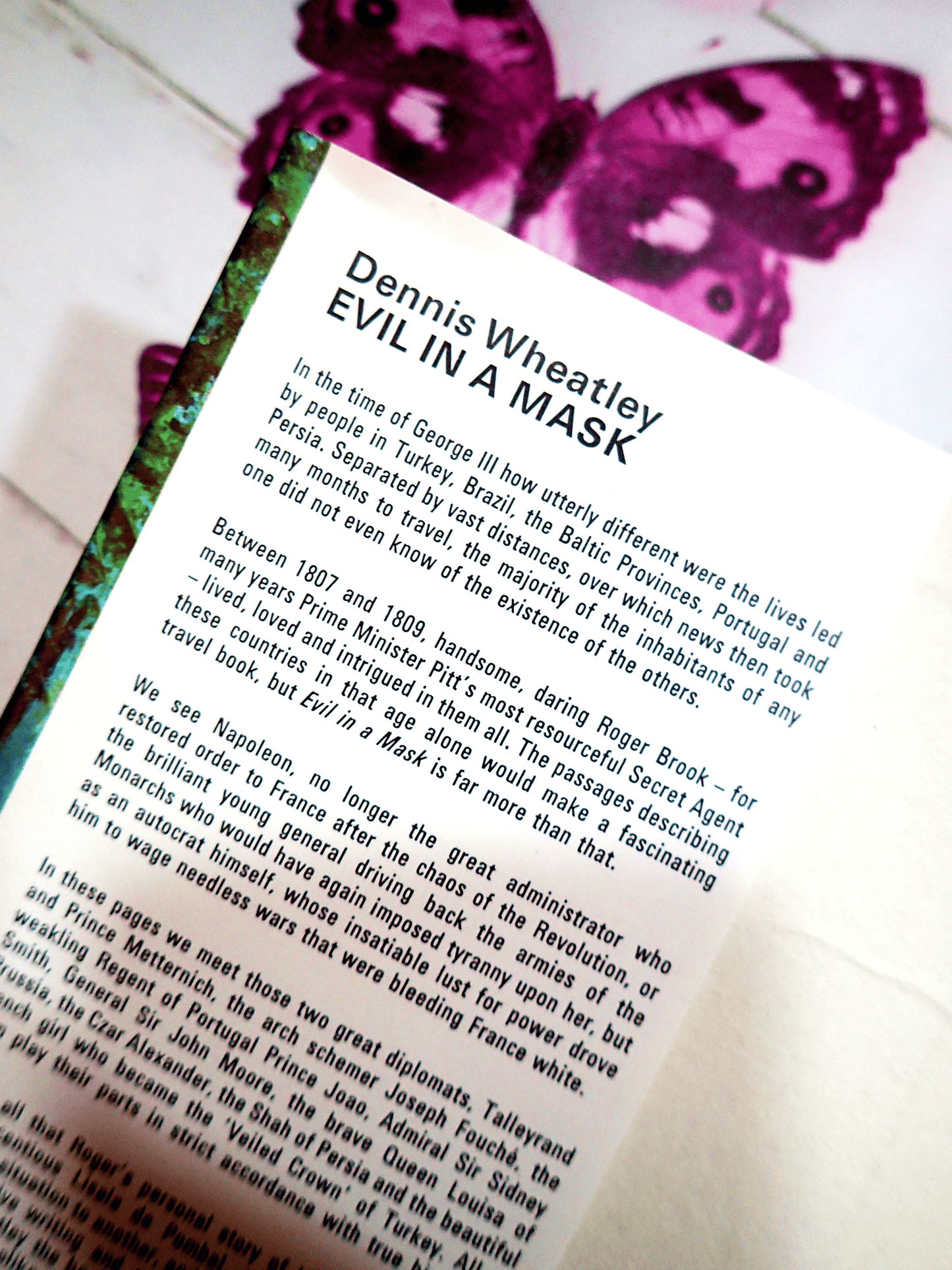 Blurb of Evil in a Mask Dennis Wheatley Vintage Book BCA 1960's inside jacket.