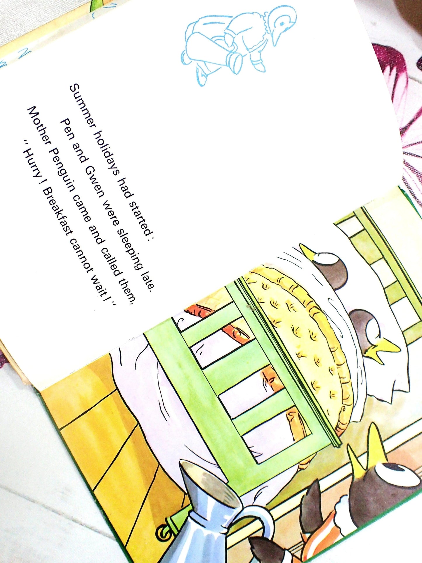 Summer Holidays had started. Two little penguins in bed.