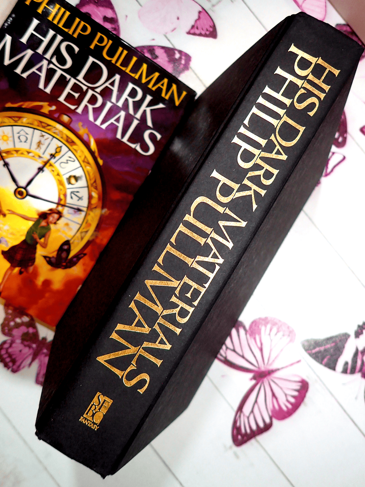 His Dark Materials Omnibus Philip Pullman Science Fiction Book Club First Edition Gilt titles on black cloth binding