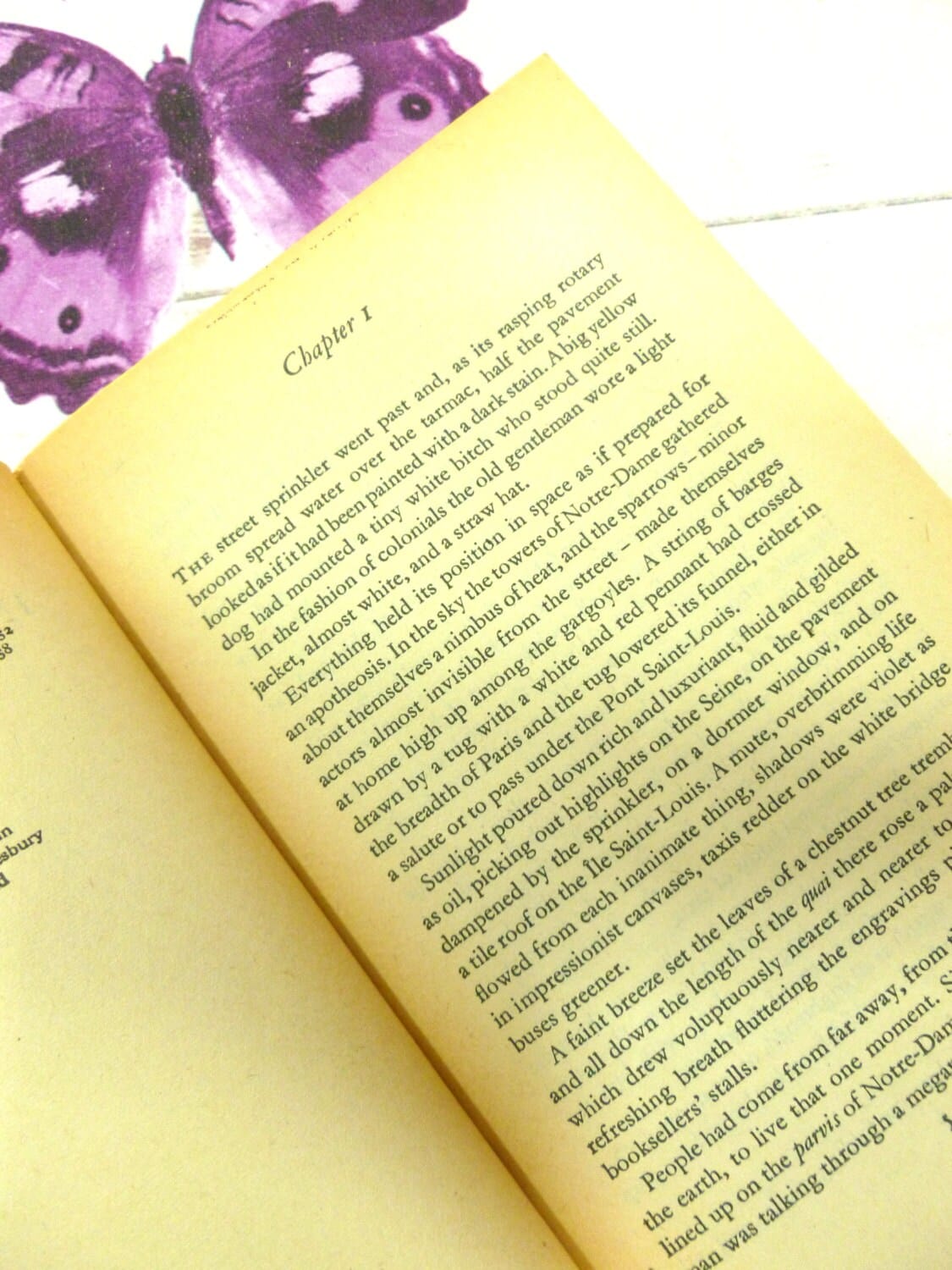 Pages of Vintage Penguin Paperback book Inspector Maigret Inquest on Bouvet by Georges Simenon Crime Fiction with text: Chapter 1.