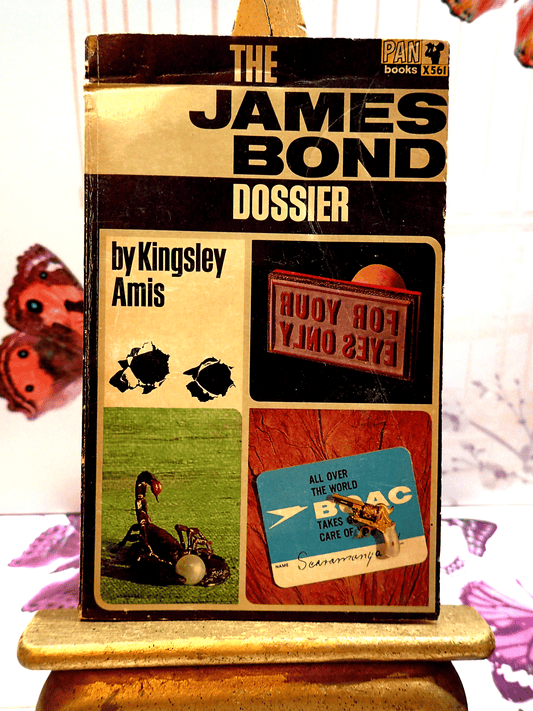 Front Cover of The James Bond Dossier Kingsley Amis Vintage Pan Paperback showing a scorpion with pearl and golden gun.