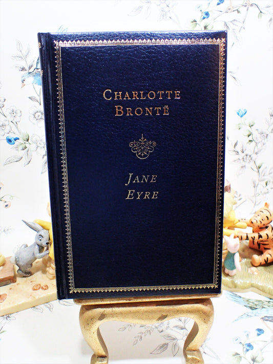 Charlotte Bronte Book in Midnight Blue Faux Leather with Gilt Titles, Marbled endpapers and Gilt Edged Pages