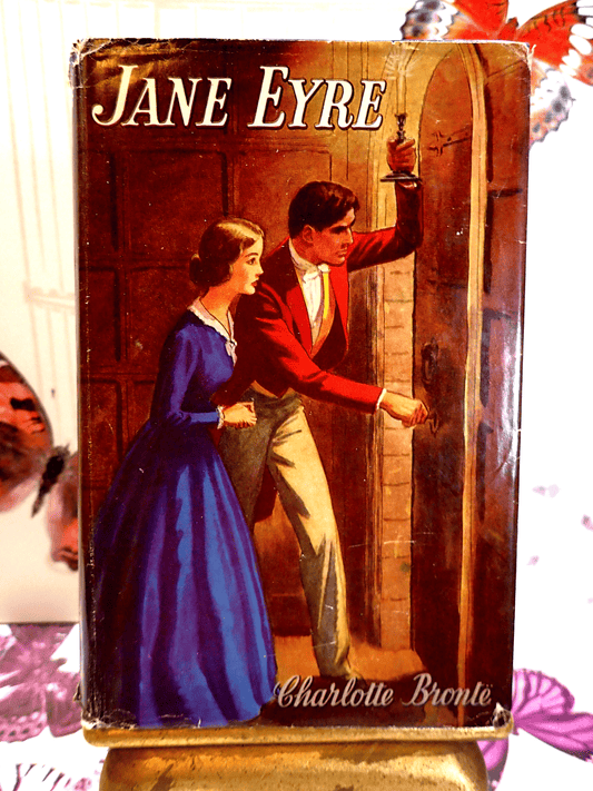 Front cover of Jane Eyre Charlotte Bronte Regent Classics Vintage Hardback Book showing Jane with Mr Rochester