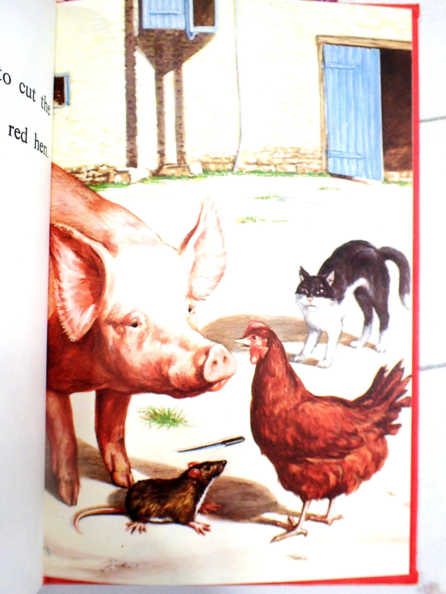 The Little Red Hen with Piggy, Rat and the Farmyard Cat.