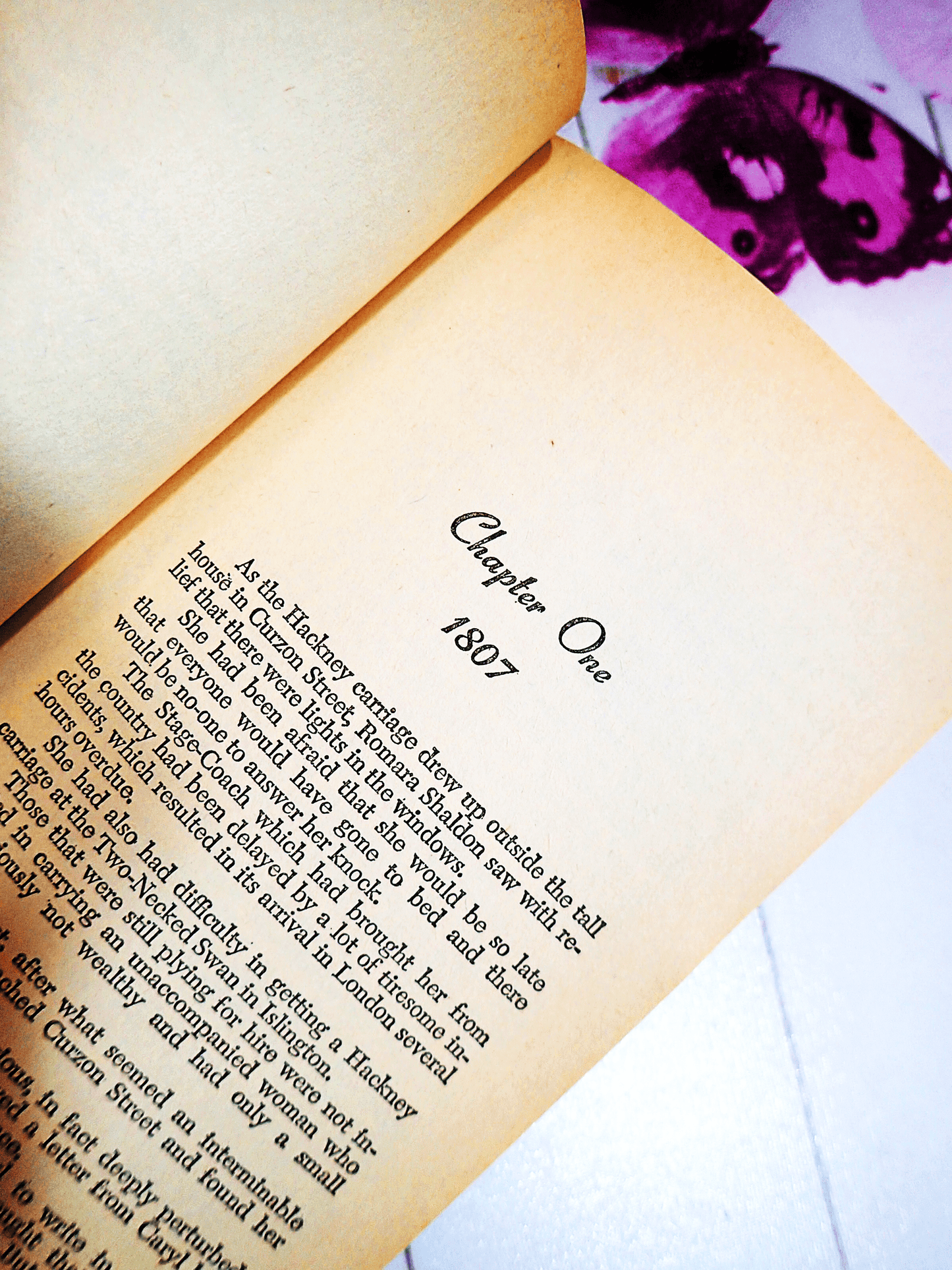 Page of Lord Ravenscar's Revenge Barbara Cartland Corgi Paperback showing text: Chapter One 1807