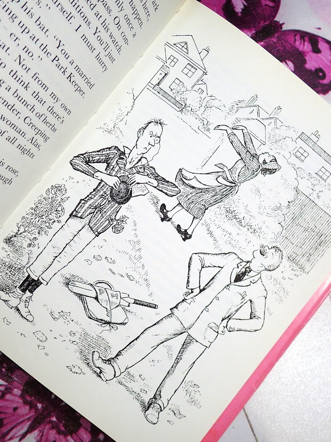 Illustrations in First Edition of 'Mary Poppins in Cherry Tree Lane' vintage children's book.