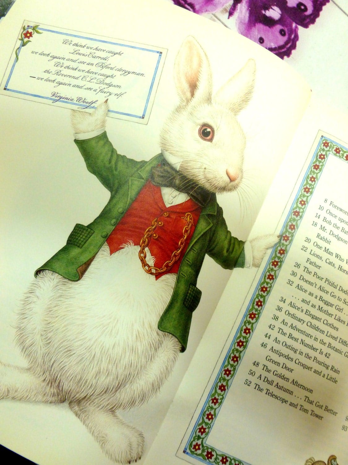 The Other Alice in Wonderland The True Story of Alice Liddell First Edition Vintage book with image of White Rabbit holding an invitation.