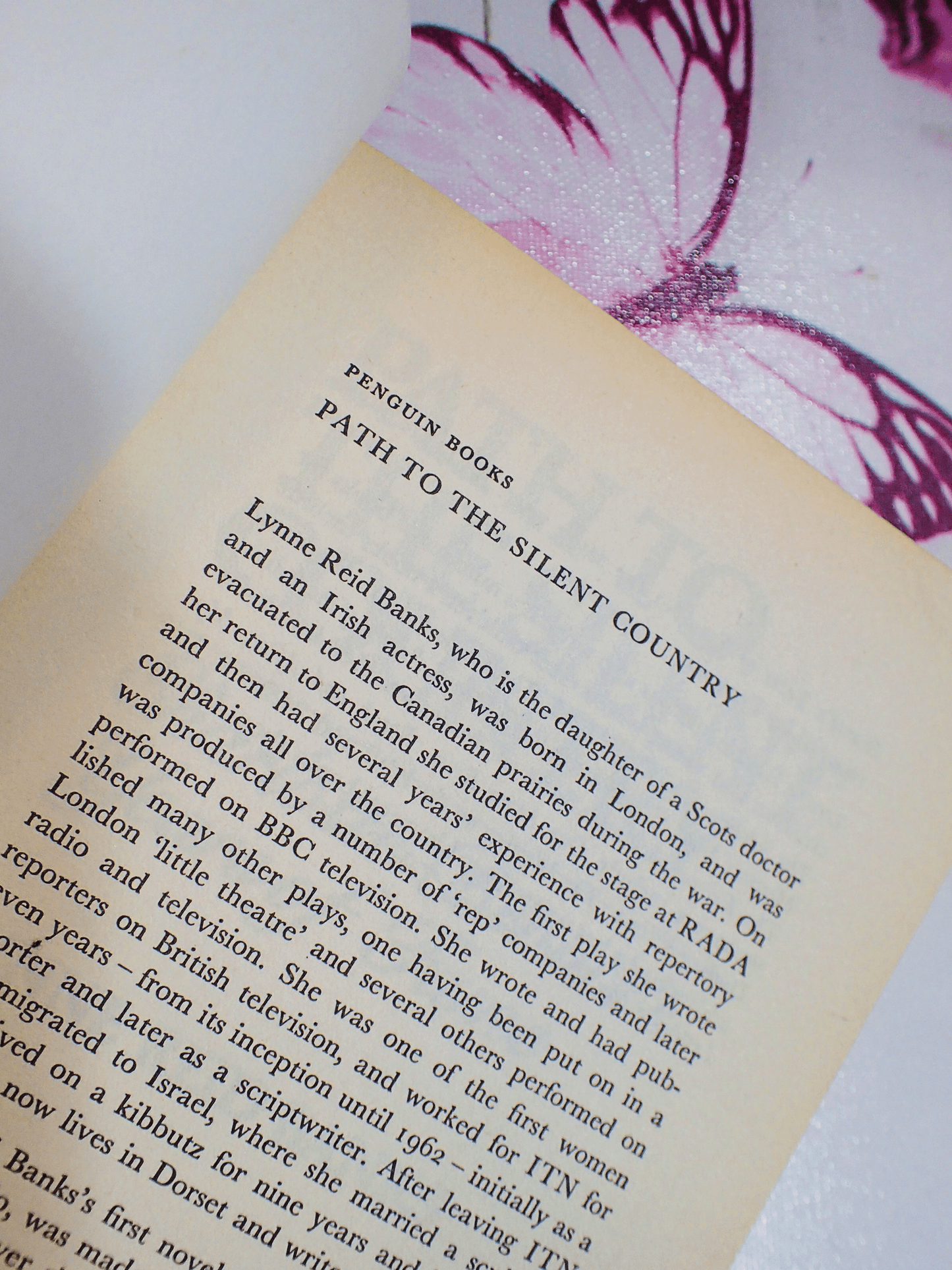 Page of vintage Bronte interest book 'Path to the Silent Country' by Lynne Reid Banks - showing introduction about Lynne Reid Banks.