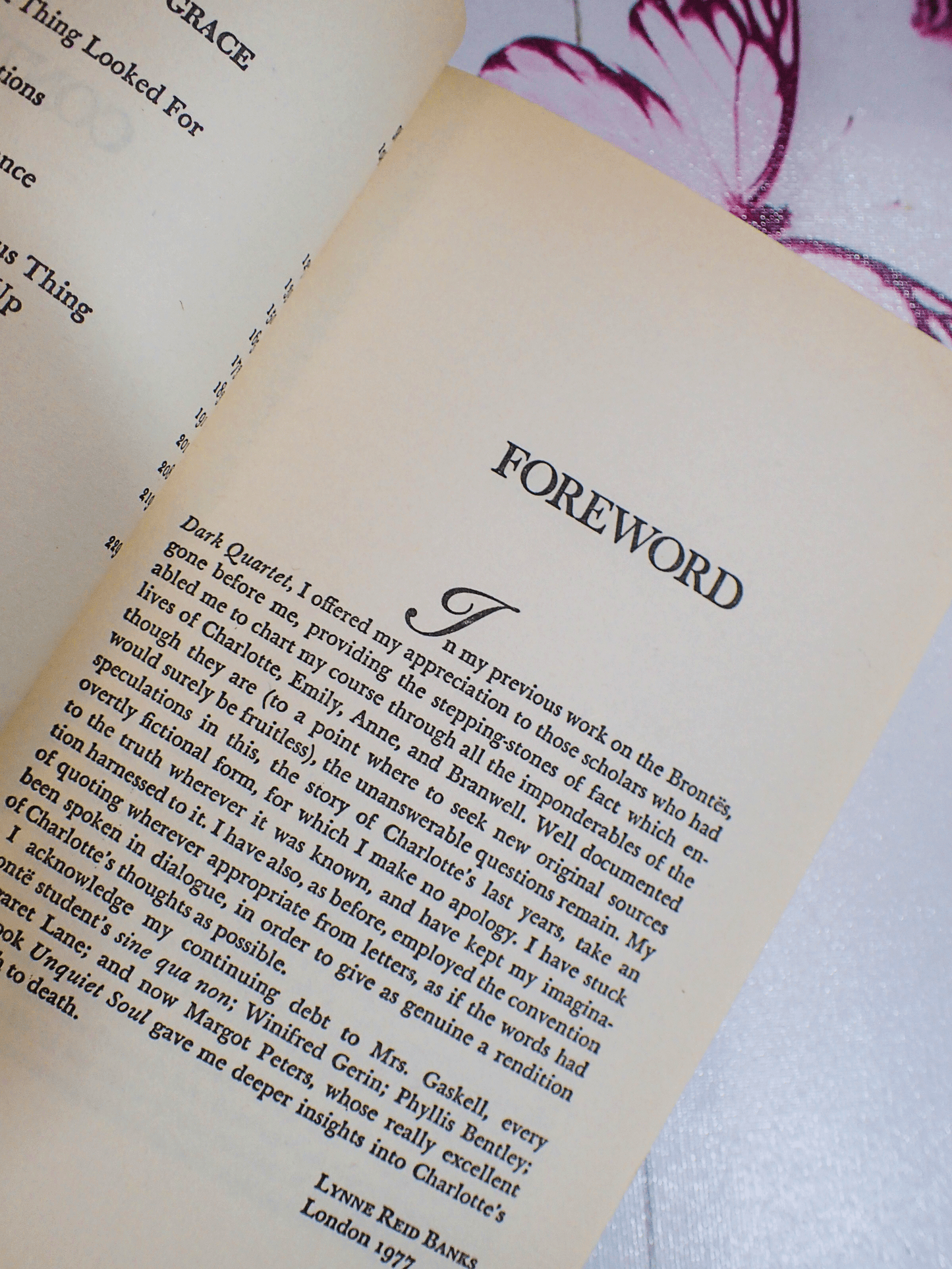 Page of vintage Bronte interest book 'Path to the Silent Country' by Lynne Reid Banks - showing Foreword by Lynne Reid Banks, London 1977.