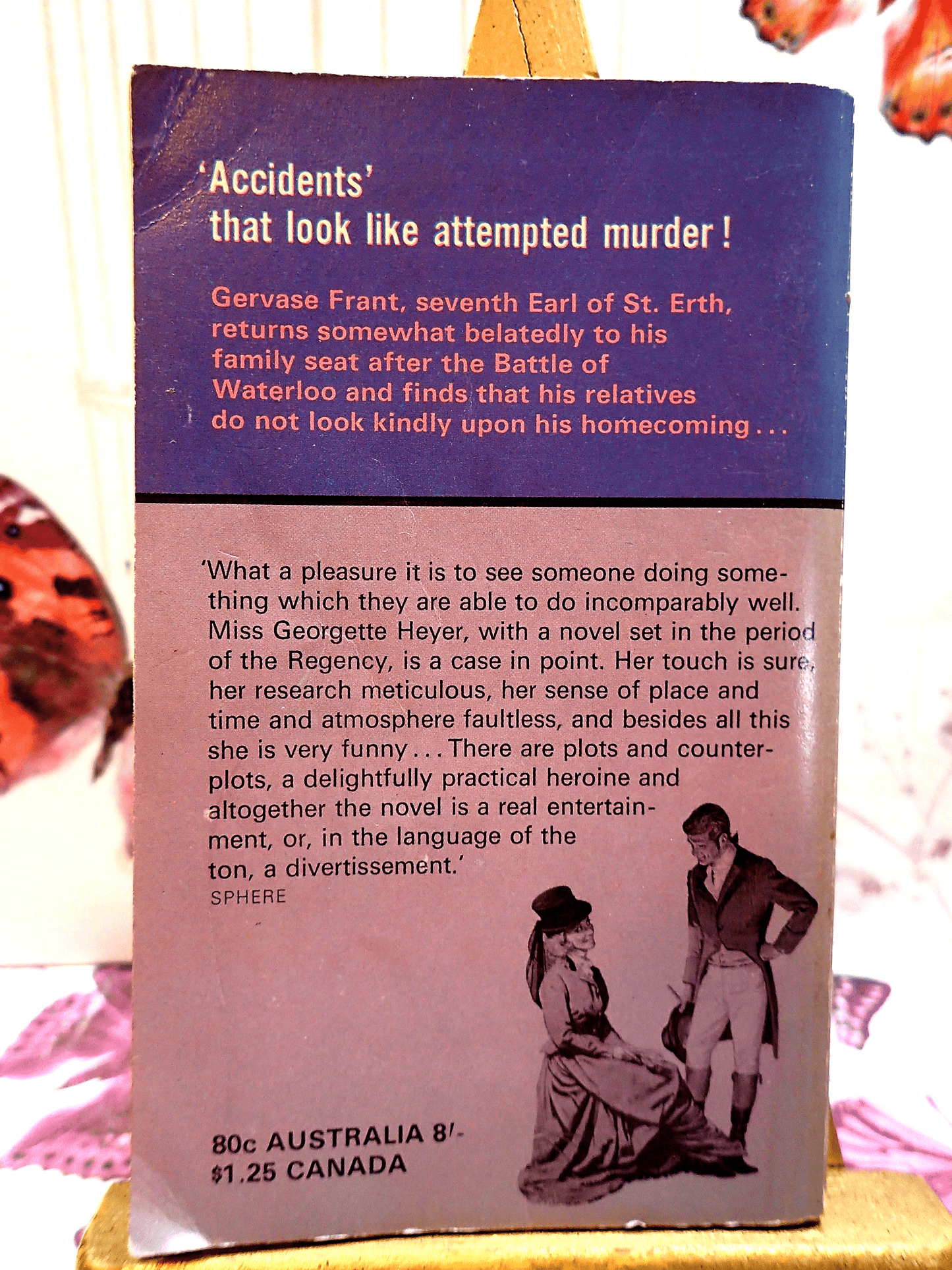 Purple back cover of The Quiet Gentleman Georgette Heyer