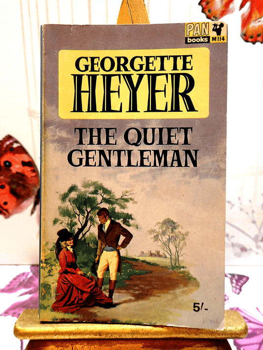 Front cover showing a lady in a Riding Habit of The Quiet Gentleman by Georgette Heyer First Edition Pan Paperback