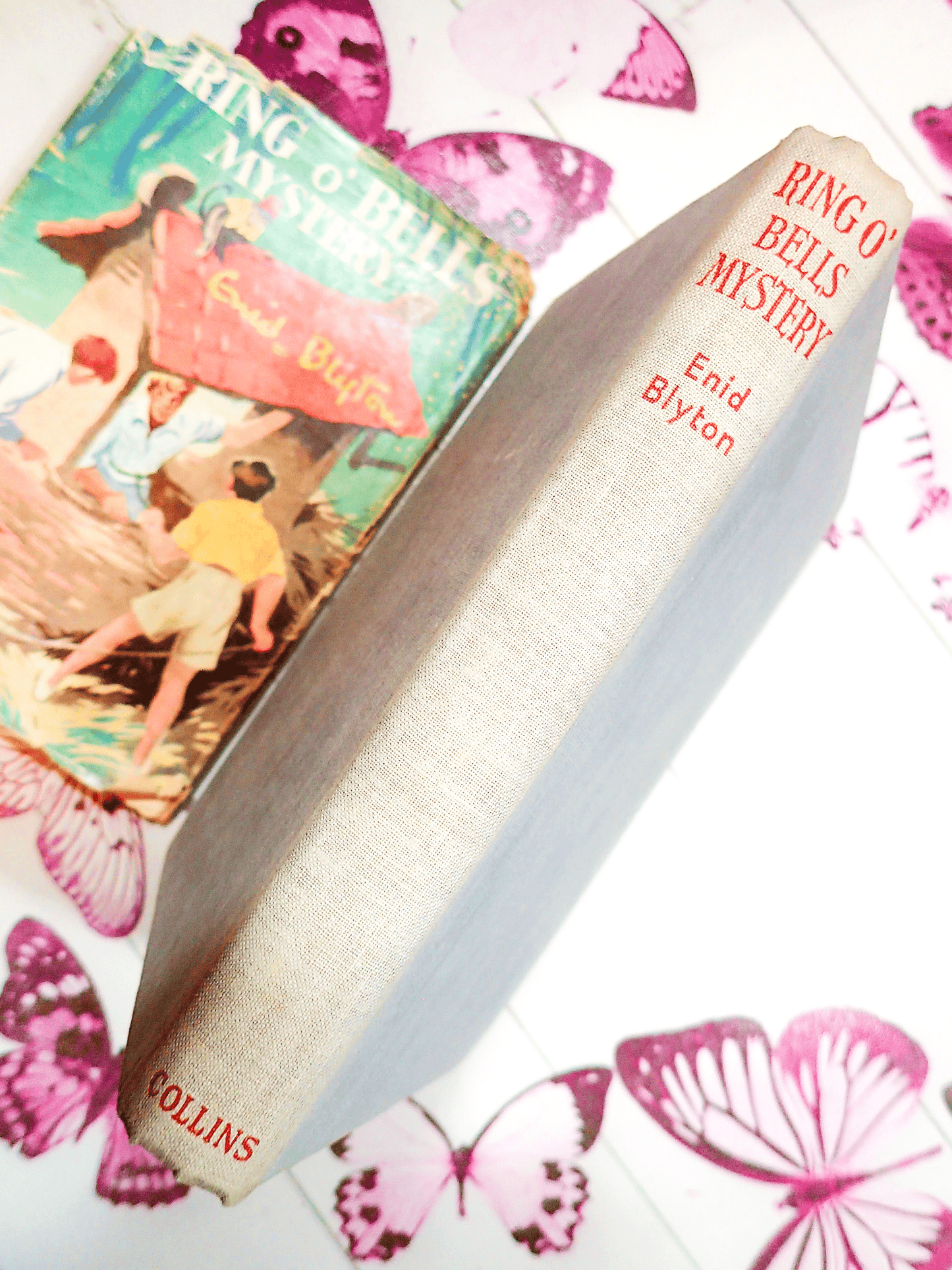 Blue boards and spine with red titles of Ring O Bells Mystery Enid Blyton Vintage Children's Book Mystery Series First Edition 1951