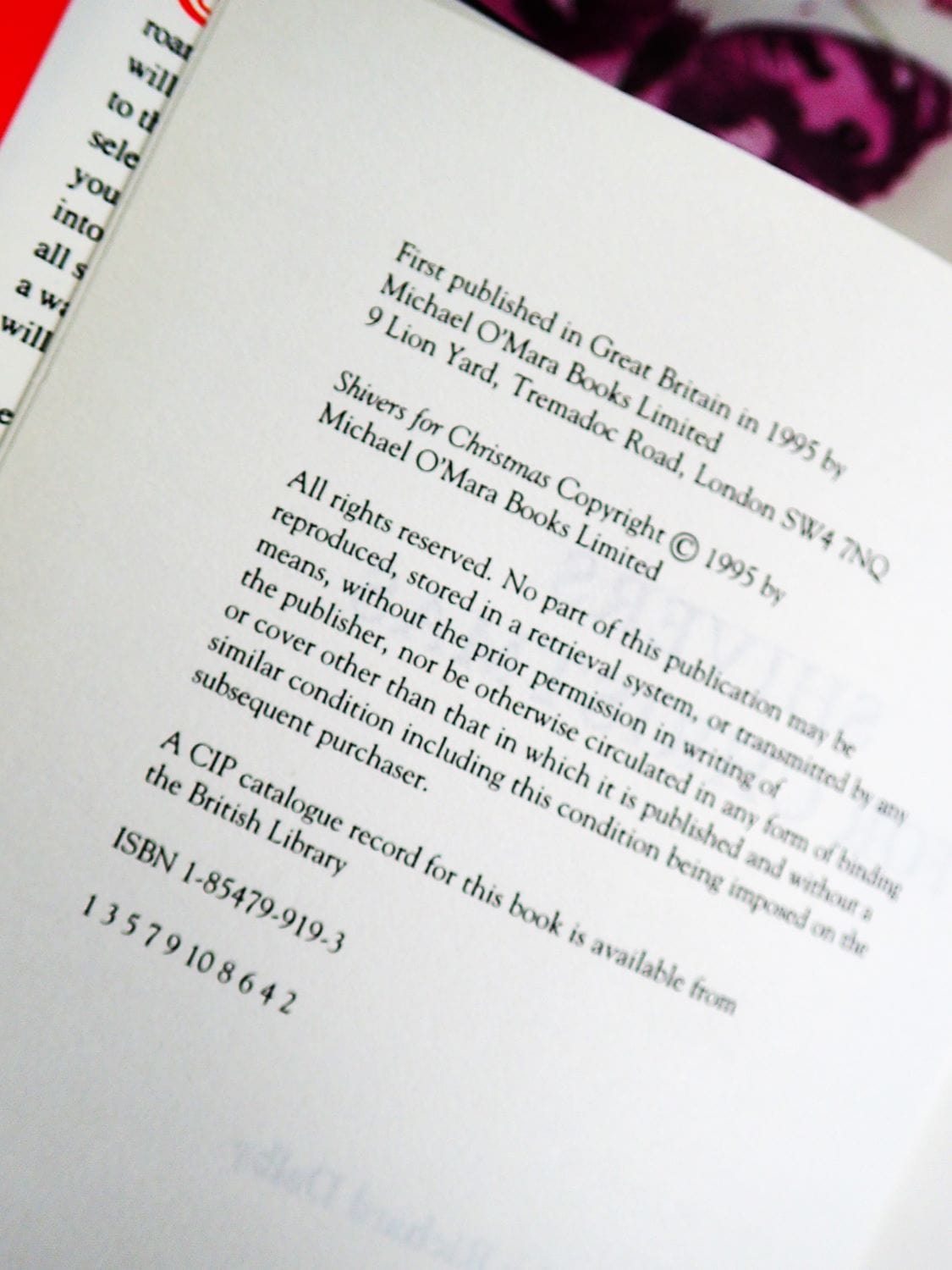 Publication details page in Shivers for Christmas by Richard Dalby First Edition Vintage Ghost Story Book