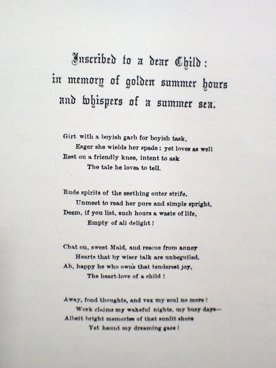 Poem inscribed to a dear child in Vintage book 'The Hunting of the Snark' by Lewis Carroll first edition facsimile