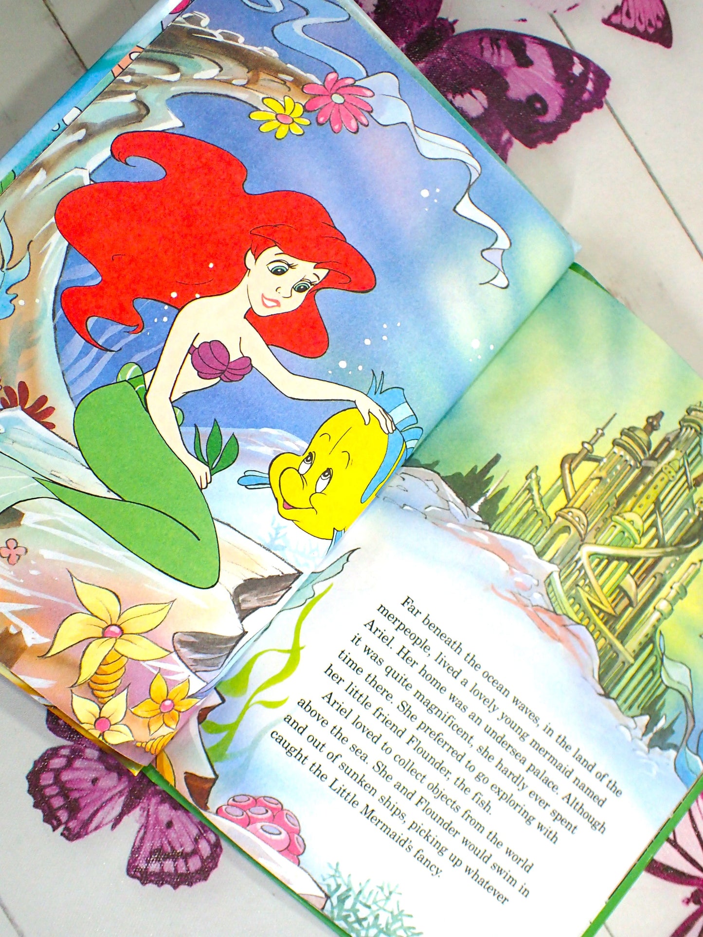 Ariel and Flounder the Fish in Disney's The Little Mermaid Vintage Children's Book by Hans Christian Andersen