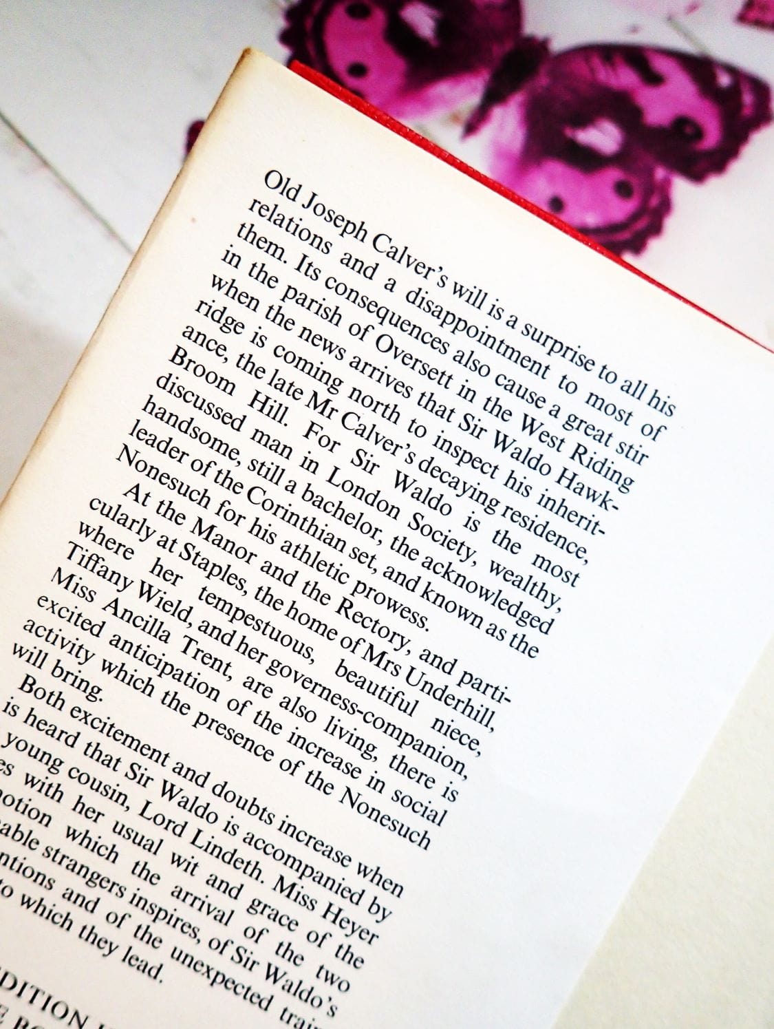 Dust Jacket Blurb of Vintage Romance Book The Nonesuch by Georgette Heyer Historical Regency Novel.