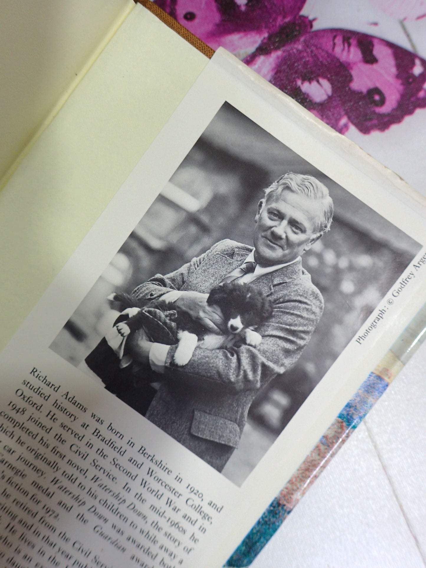 Richard Adams author of the Plague Dogs on booksleeve inner.