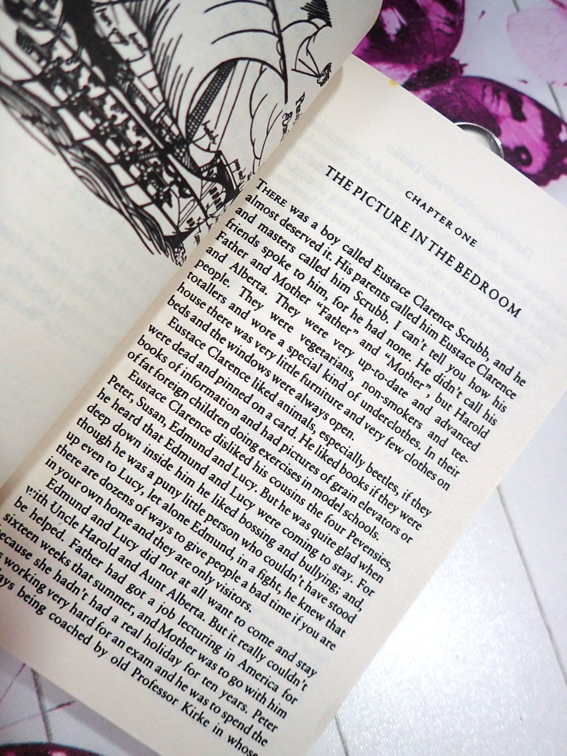 First page of Vintage children's book The Voyage of the Dawn Treader C. S. Lewis Paperback edition