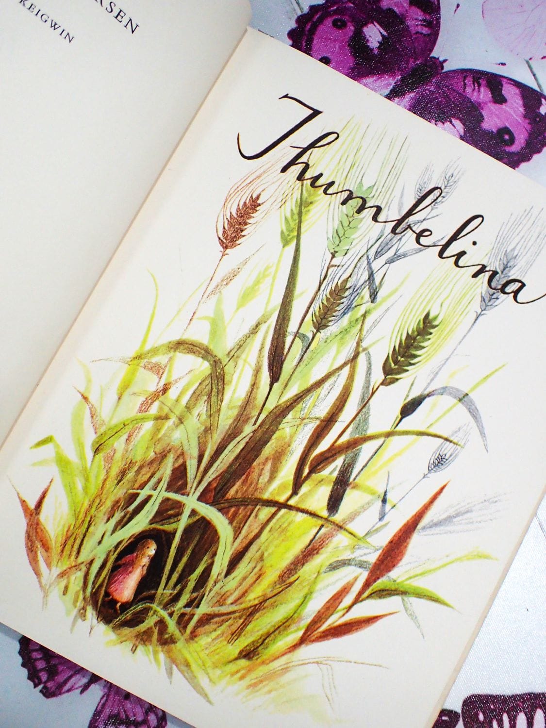 Title page of Vintage Children's Book Thumbelina Hans Christian Andersen Fairytale illus. Adrienne Adams