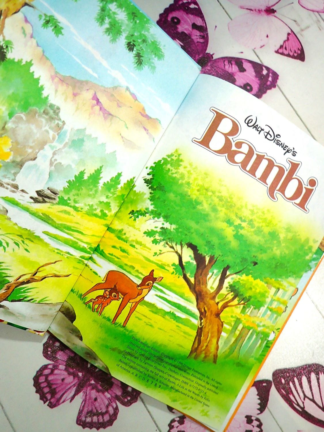 Title page of Vintage Children's Book Walt Disney Bambi with Thumper Disney's Wonderful World of Reading