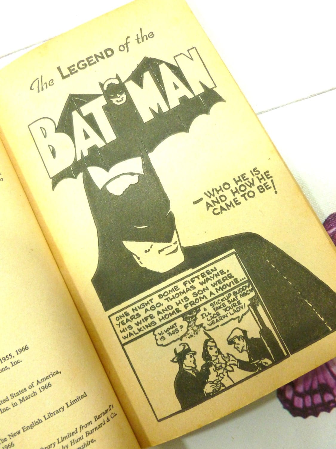 The Legend of Batman who he is and how he came to be Rare 1st Ed Paperback Bob Kane 1966 Graphic Novel