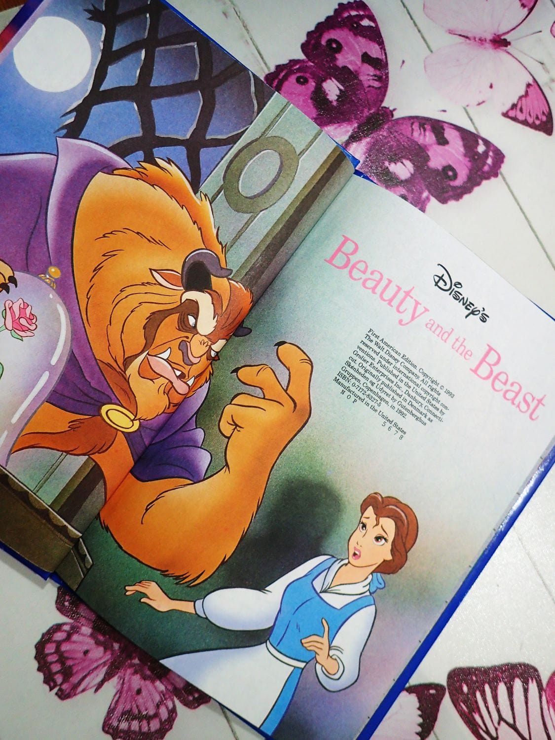 Belle and the Beast in Vintage Disney Children's Book Beauty and The Beast Vintage Children's bedtime story book. 