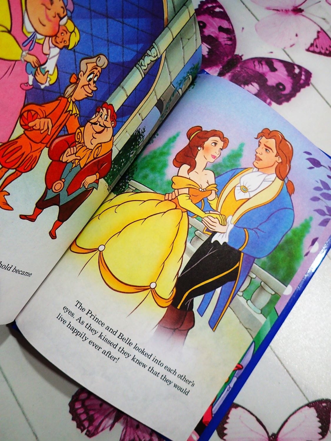 Belle and the Prince in Vintage Disney Children's Book Beauty and The Beast Vintage Children's bedtime story book. 