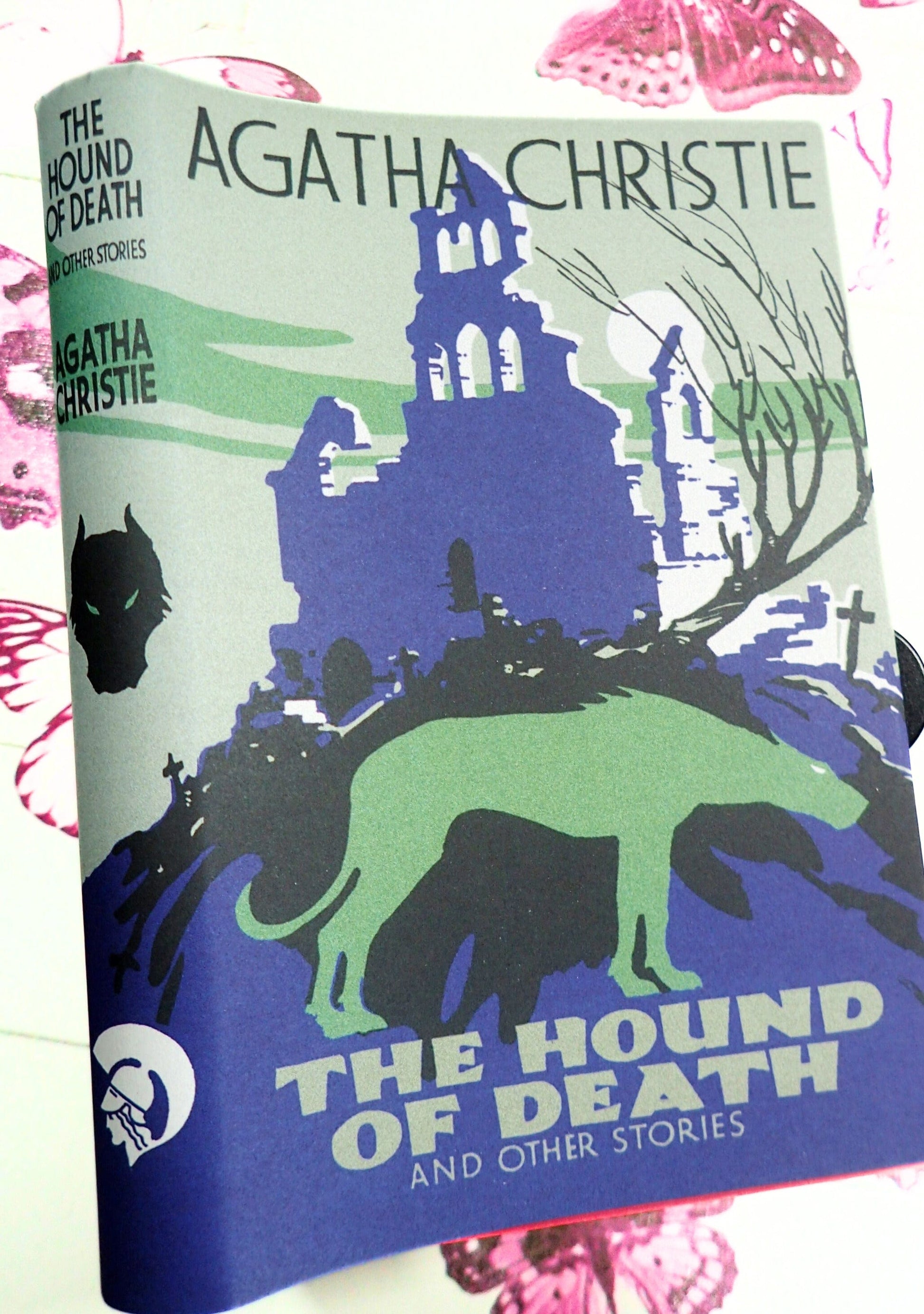 Dust Jacket of The Hound of Death Agatha Christie And Other Stories Facsimile 2014 showing hound motif