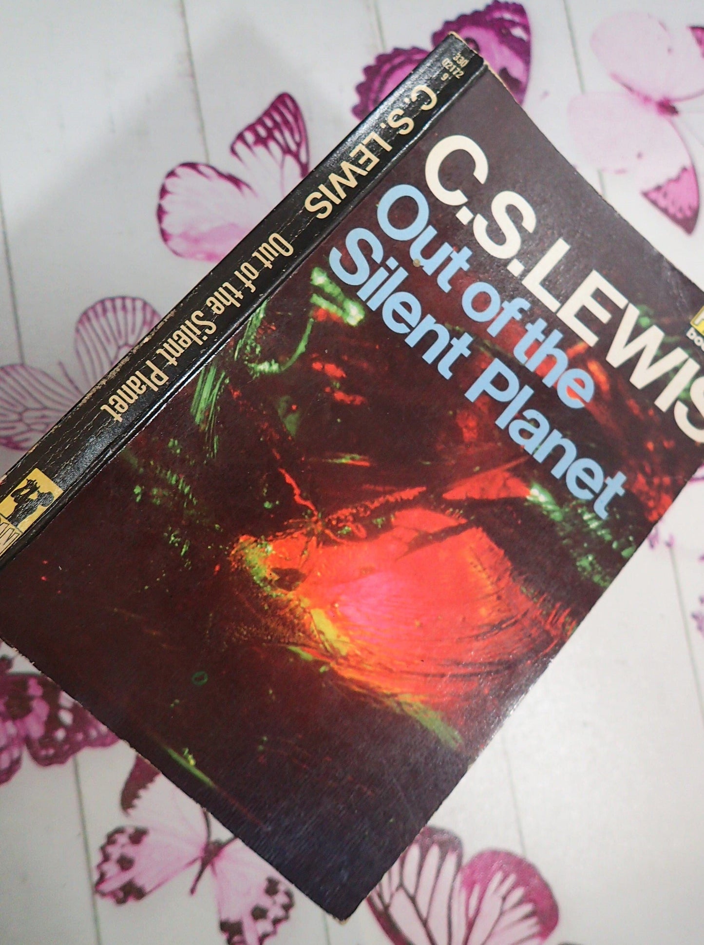 Spine and cover of C. S. Lewis Vintage Sci fi Novel Out of the Silent Planet Space Trilogy