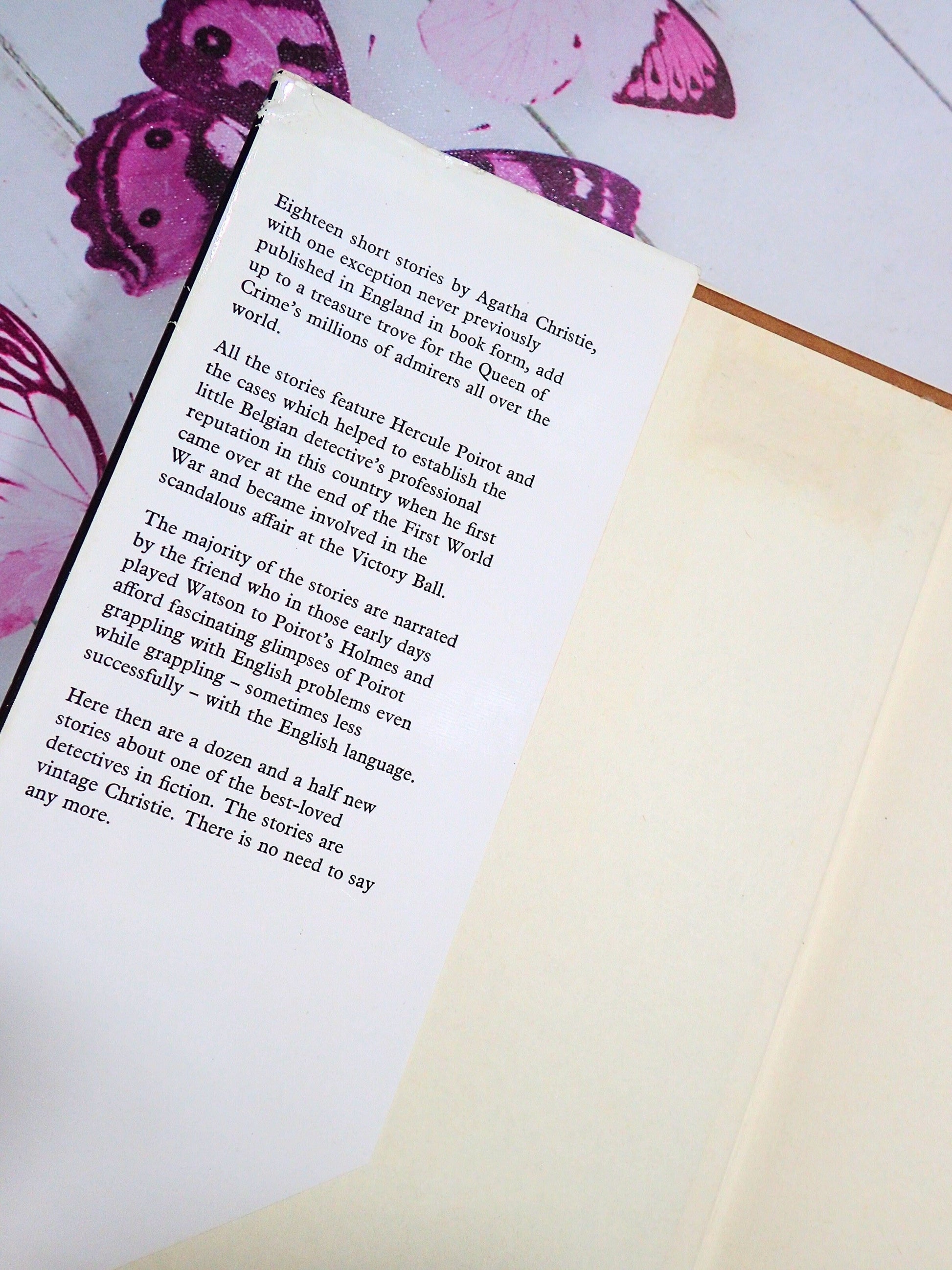 Blurb text on inner dust jacket, Eighteen short stories by Agatha Christie