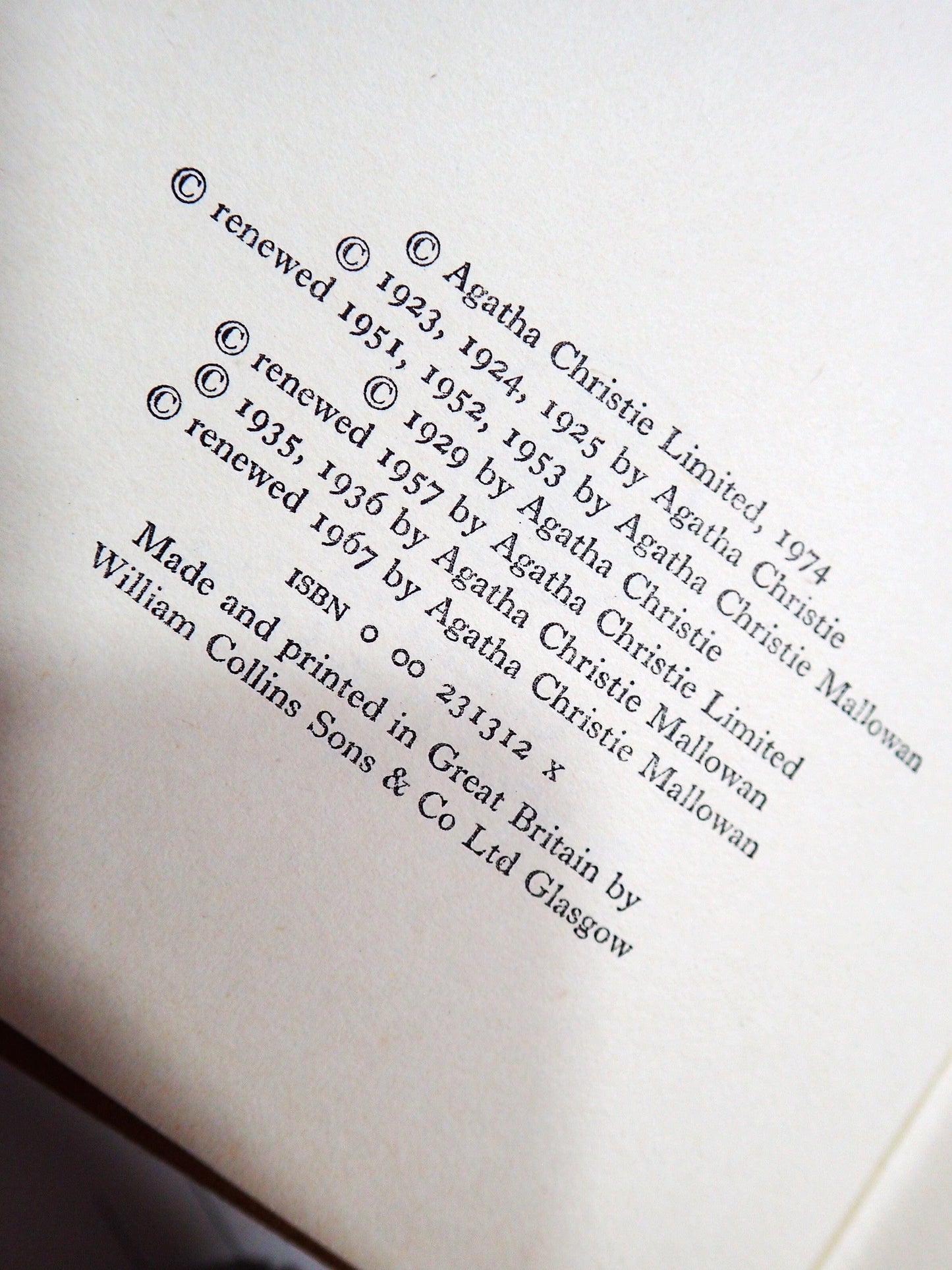 Publication information Agatha Christie Limited 1974