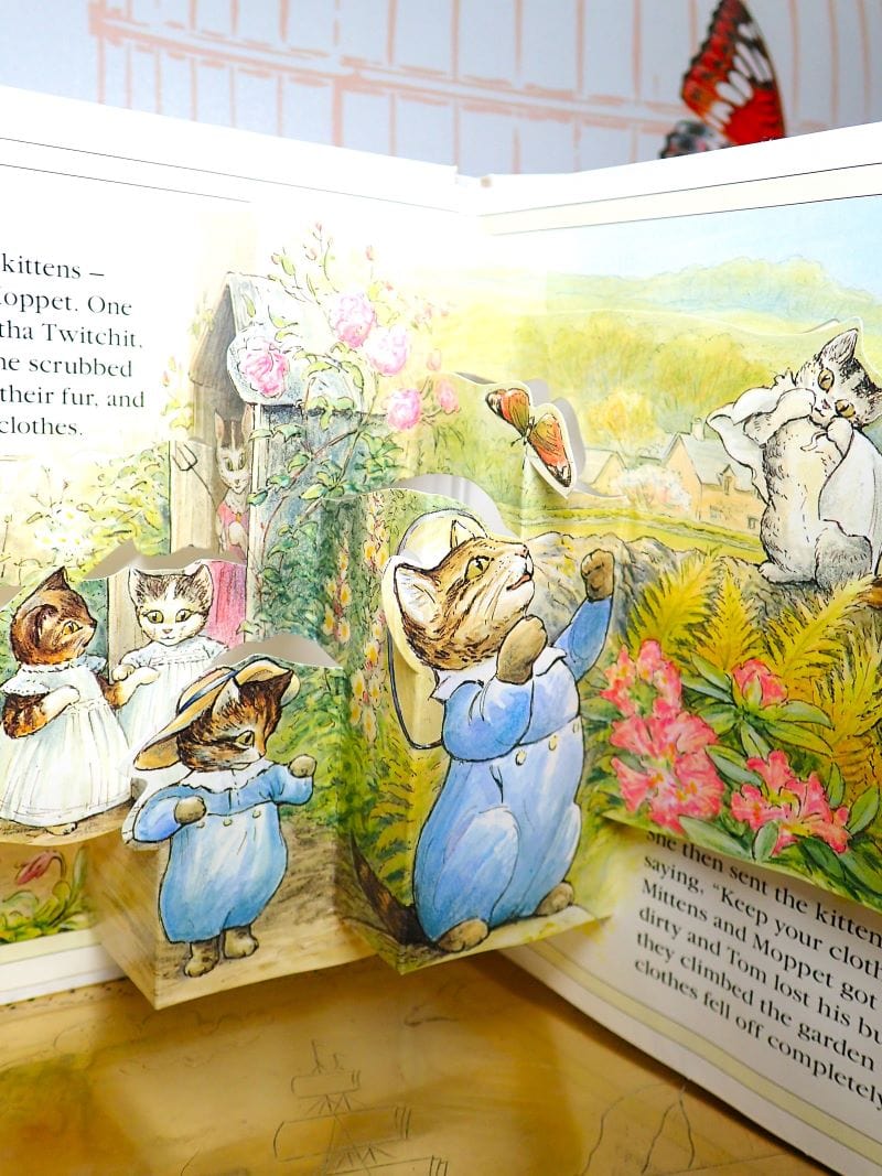 Tom Kitten in a vintage Beatrix Potter Pop-up Book