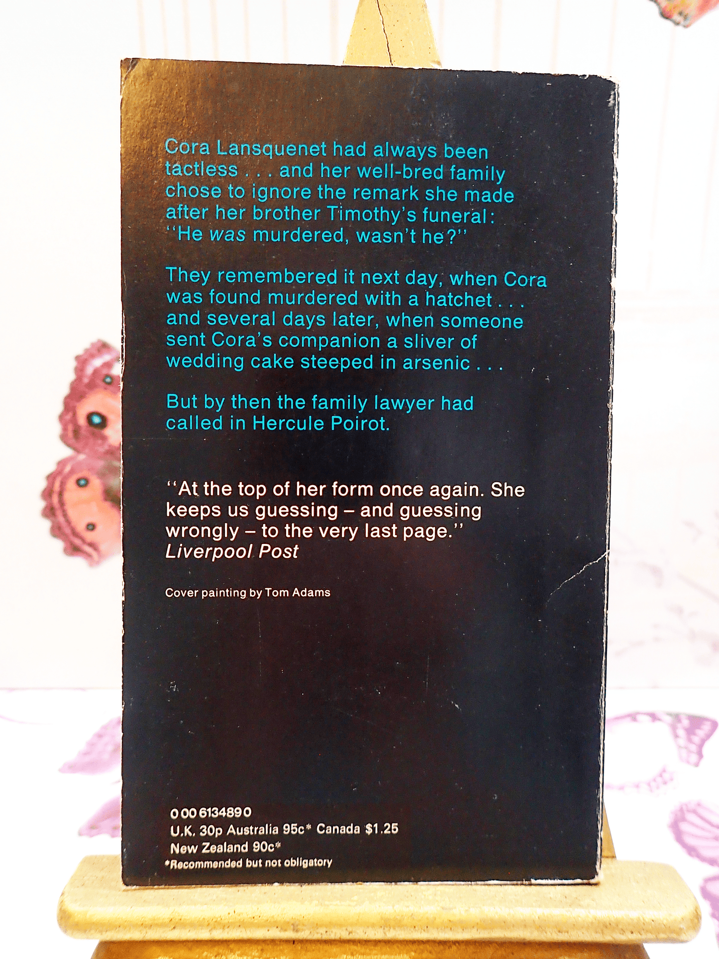 Front cover of After the Funeral by Agatha Christie Vintage Paperback Book Crime Classic 1970's, showing blurb. 'Cora Lansquenet had always been tactless..."