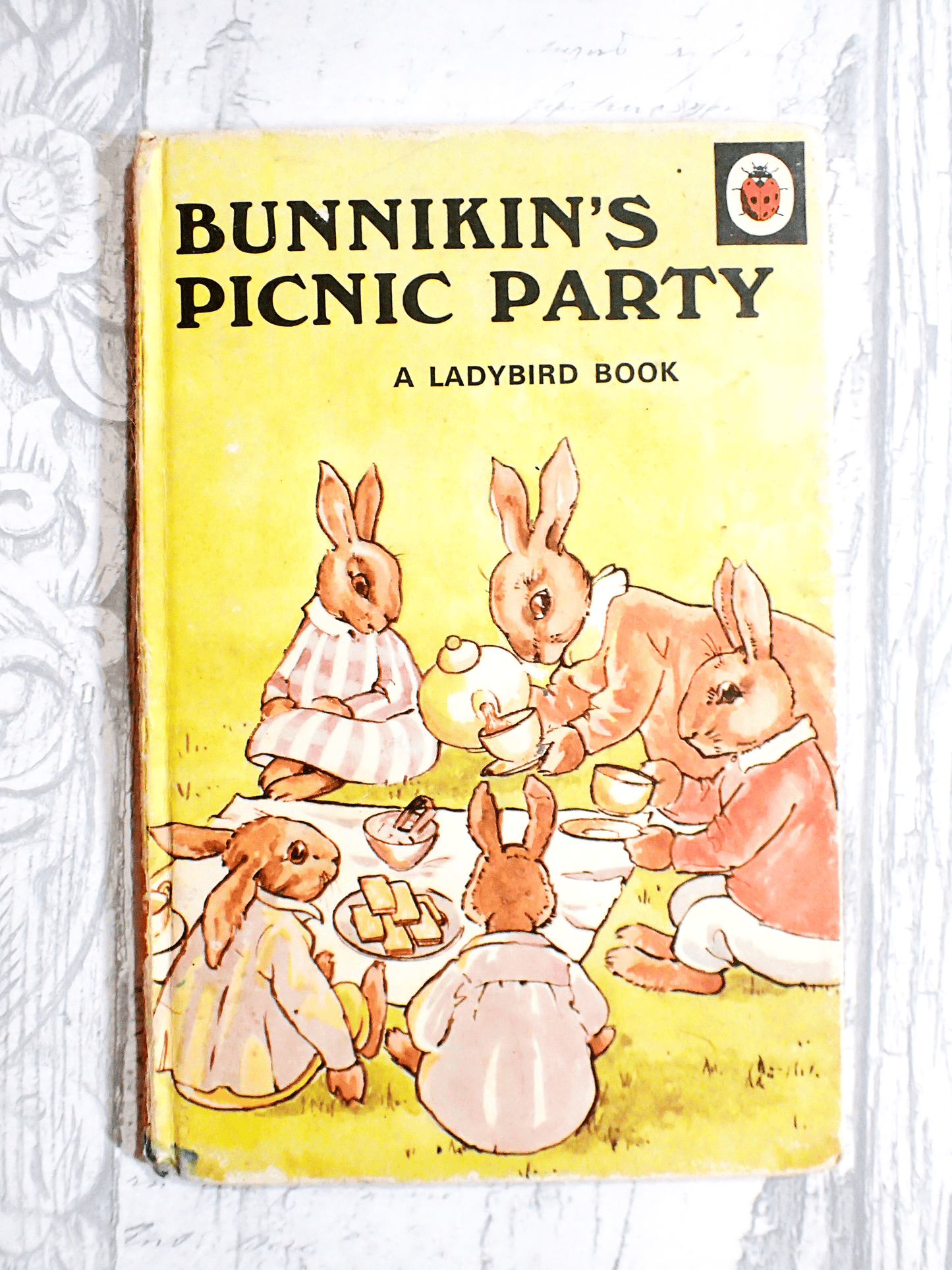 Vintage Children's Book Well Loved tales with cute bunnies on the cover having a birthday party. 