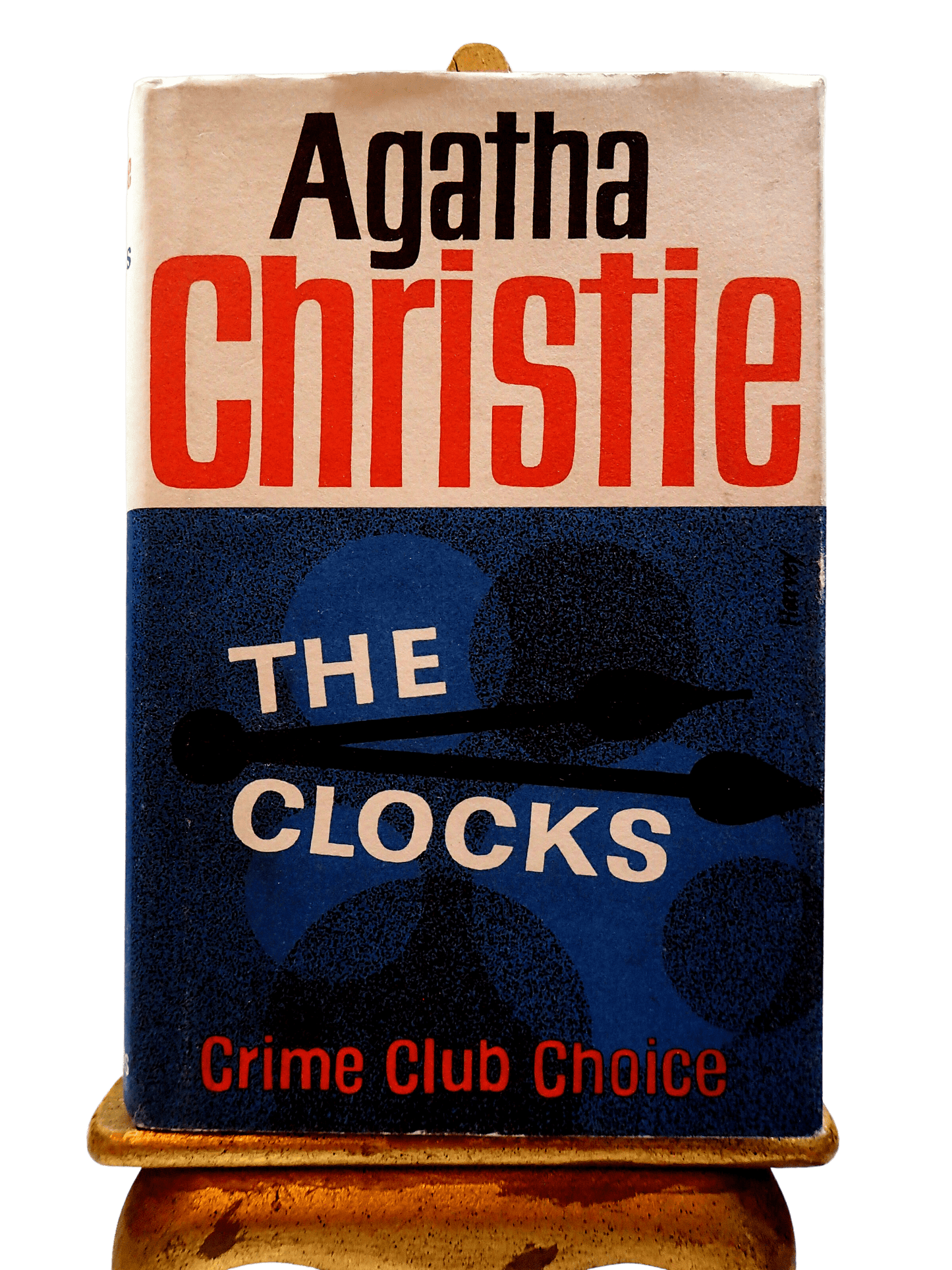 Clocks Agatha Christie Facsimile Hardback Vintage Book 2009 Crime Club Choice Front cover showing red and black titles with clock hand design.