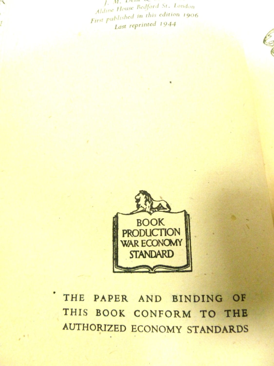 Book Production War Economy Standard logo with lion in The Compleat Angler by Izaak Walton Wartime Ed. 1944 vintage Fishing book Andrew Lang.