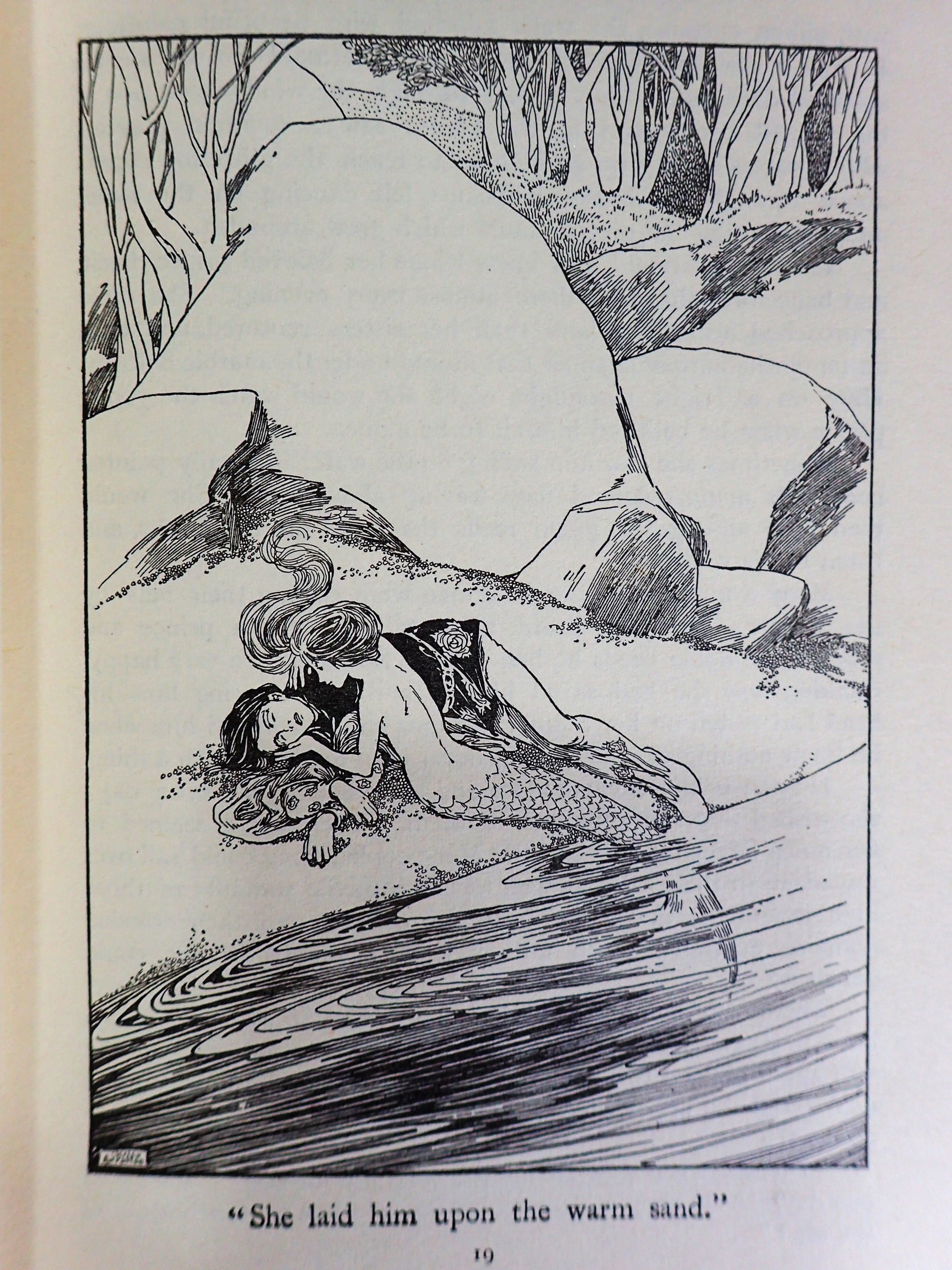 The Little Mermaid in Hans Christian Andersen Fairy Tales Vintage Book. Illustrated by Helen Stratton.