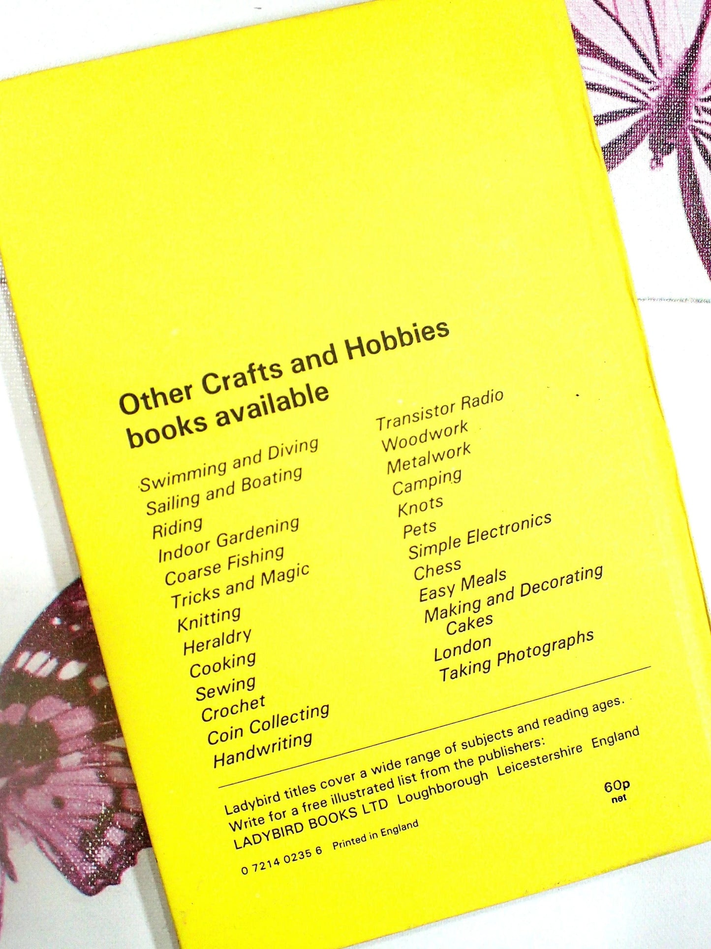 VIntage Crafts and Hobbies Ladybird Back cover in yellow. 