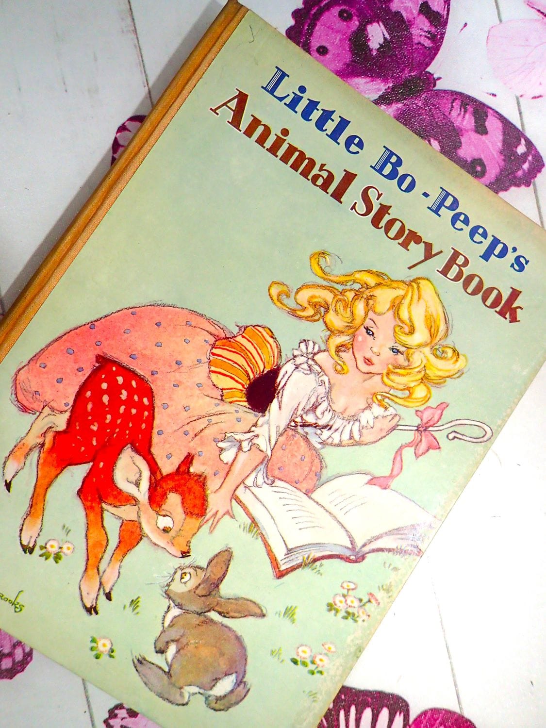 Front cover of Vintage Bedtime Stories Little Bo-Peep's Animal Stories Book Vintage Children's Book 1950's